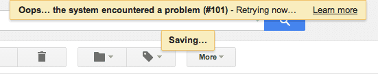 Gmail vuelve a intentar enviar un correo electrónico.