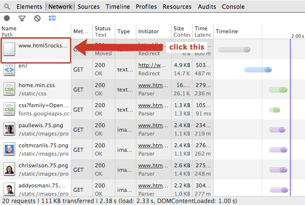 Visualiza la información del encabezado.