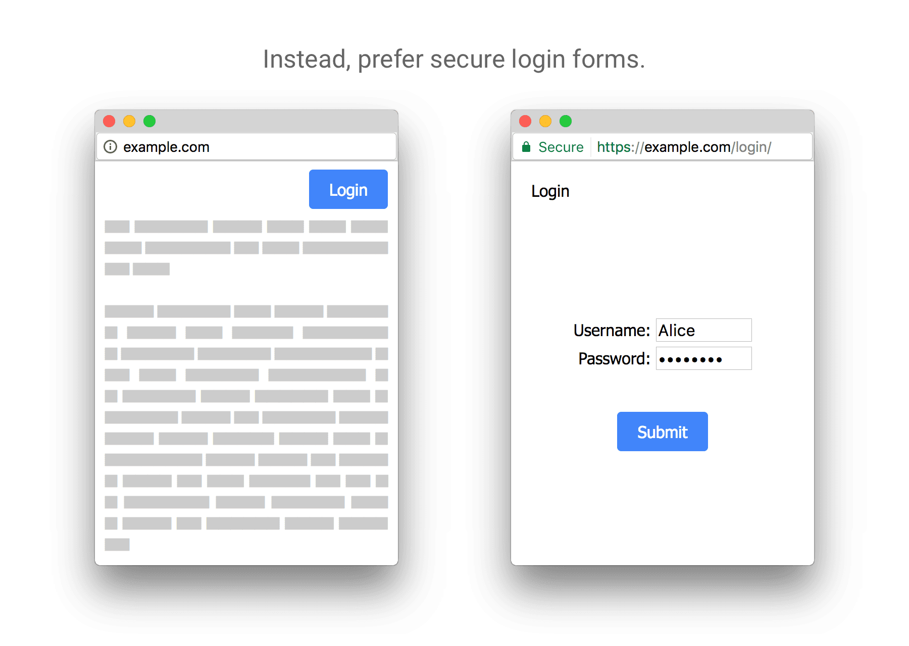 An example HTTPS log in over HTTPS.