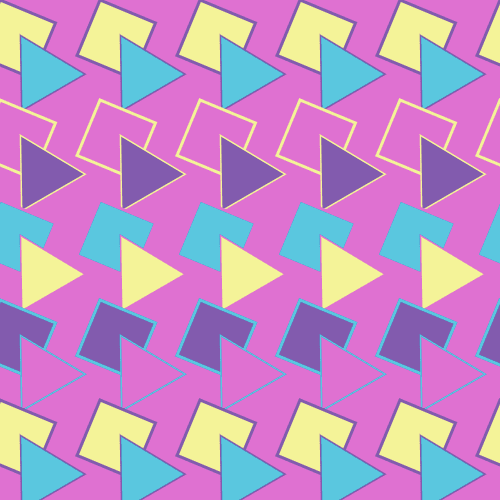 Ein Retromuster aus Dreiecken und Quadraten.