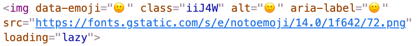 Fragmento de código que muestra imágenes intercaladas como etiquetas img y metadatos como parte de un historial de chat