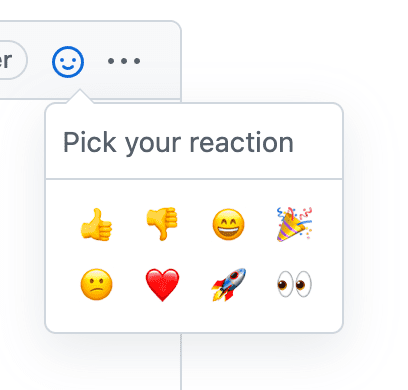 Emoji-kiezer-UI zoals gebruikt op GitHub