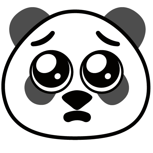 Emoji panda avec une expression faciale triste.