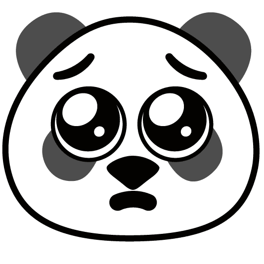 Panda-emoji met droevige gezichtsuitdrukking.