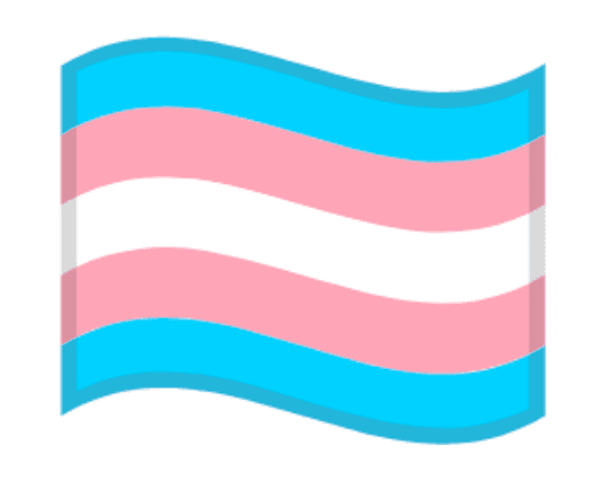 پرچم تراجنسیتی متشکل از راه راه های آبی کم رنگ و صورتی کم رنگ.