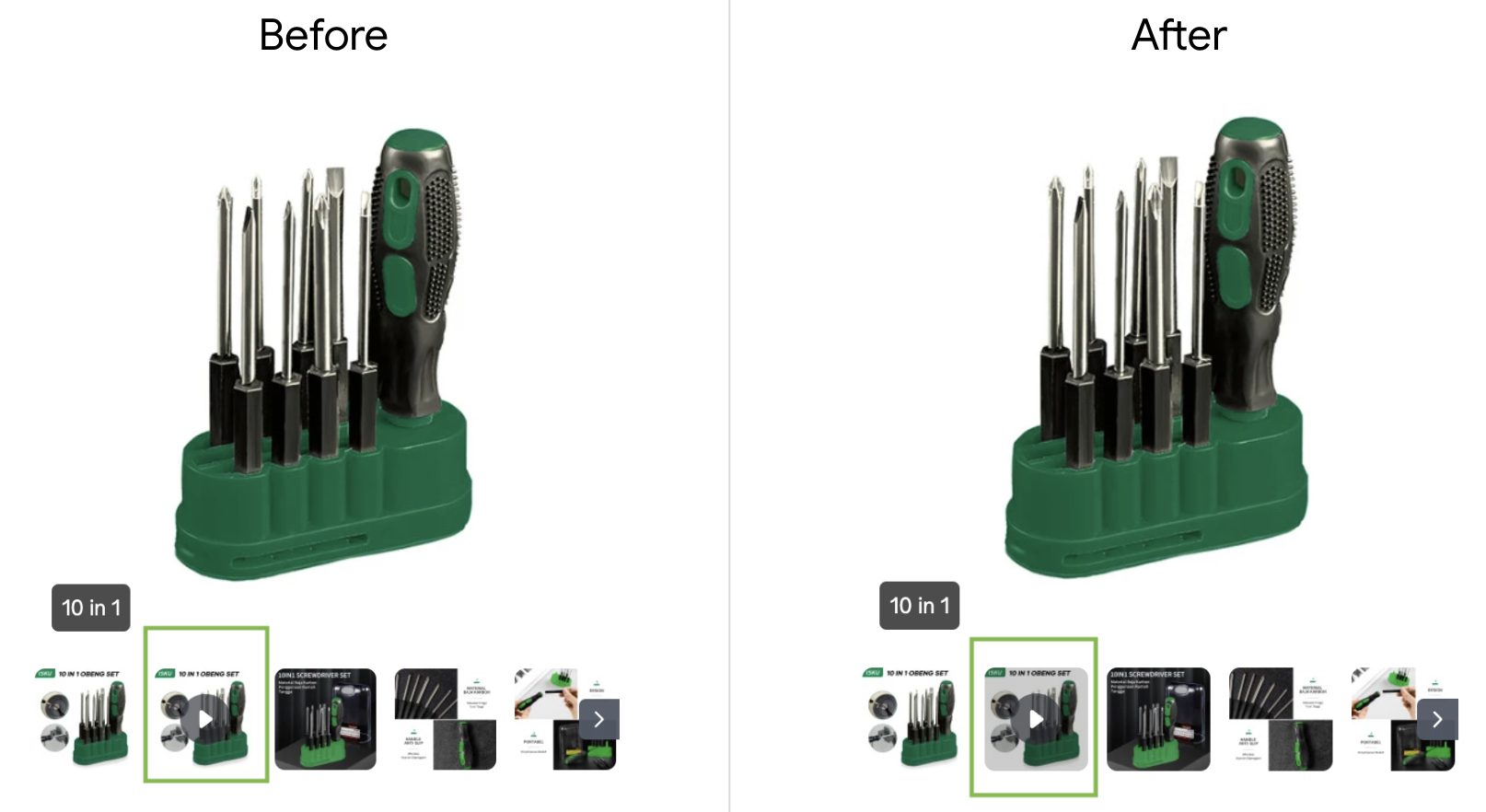 Captura de tela da página Tokopedia antes e depois do uso do seletor &quot;has&quot;.