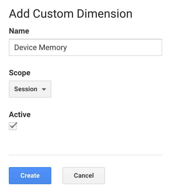 Membuat dimensi kustom Memori Perangkat di Google Analytics