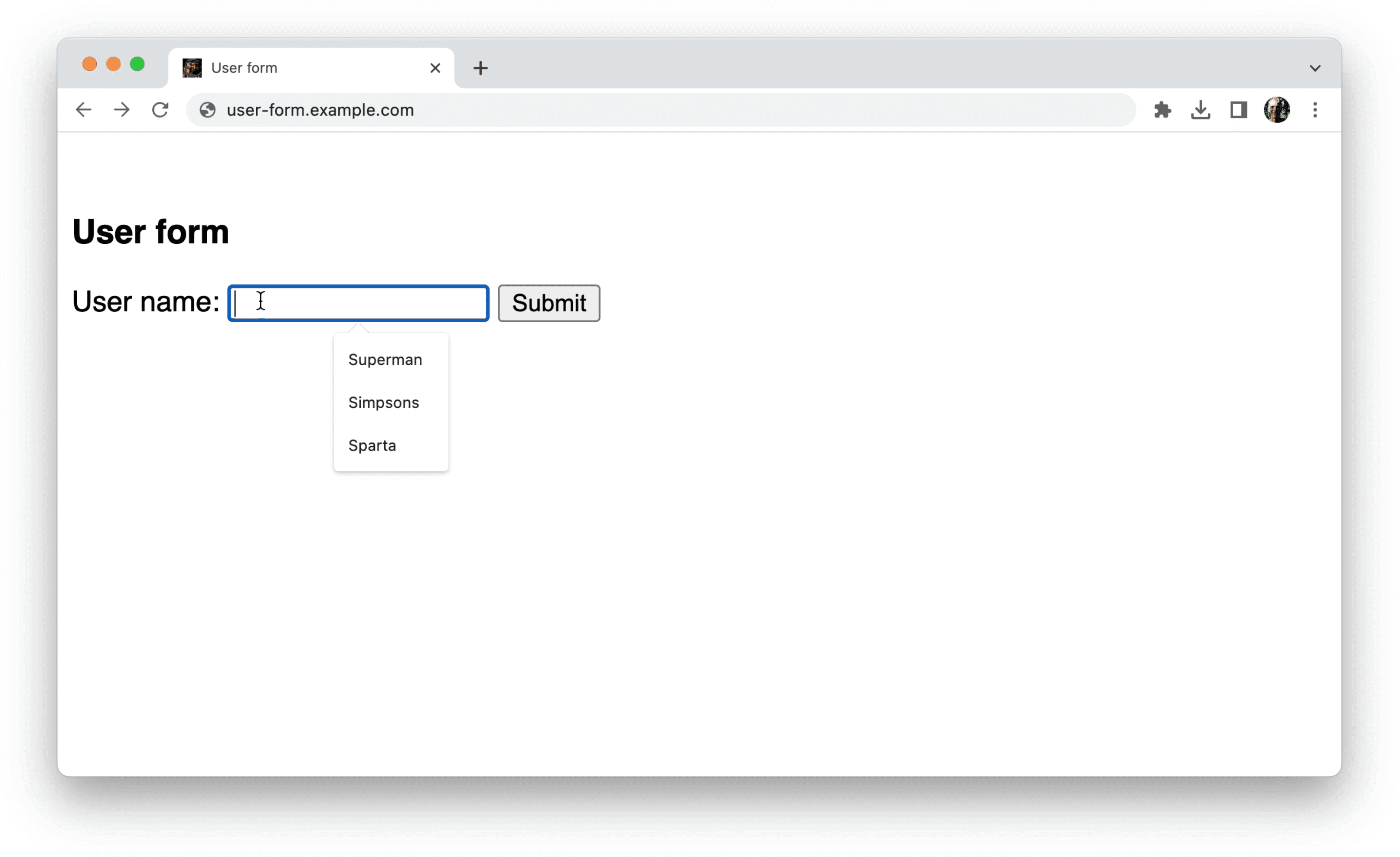 Chrome bietet Vorschläge für unstrukturierte Daten in einem einzigen Formularfeld