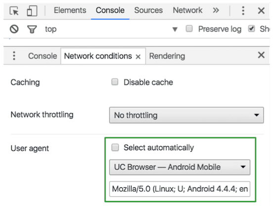 User-agent du navigateur UC