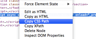 Copy css path.