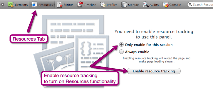 Mengaktifkan pelacakan resource.