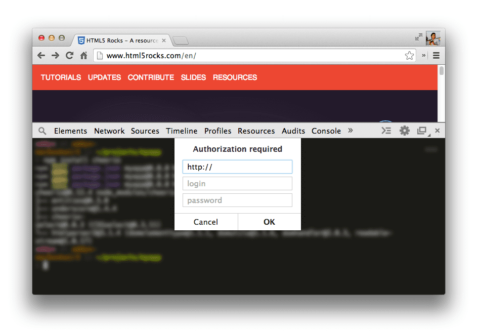 يتيح تطبيق DevTools Terminal تخصيص تفاصيل الاتصال أثناء الإعداد.