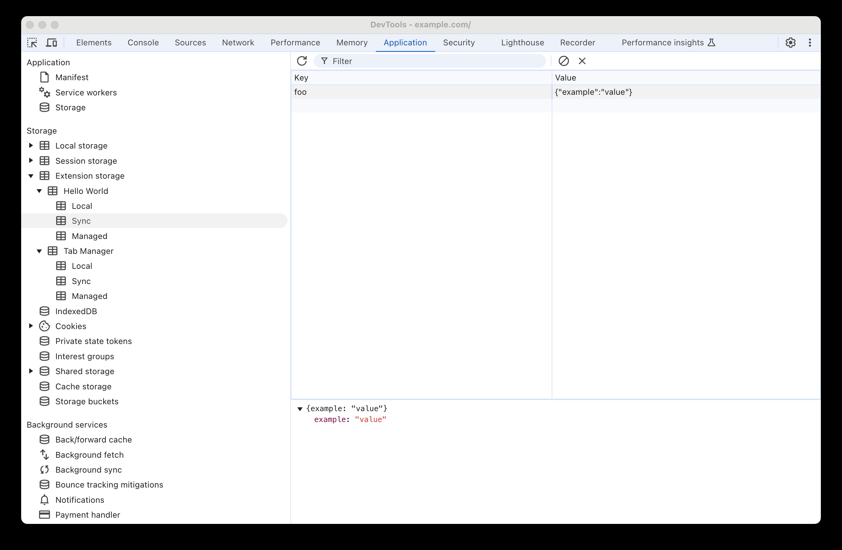 Chrome 开发者工具中新存储空间查看器面板的屏幕截图