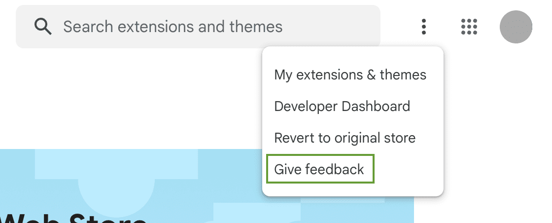 Inviare un feedback nella pagina del Chrome Web Store