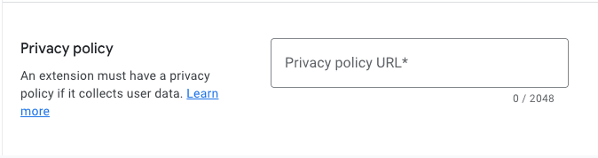 Zrzut ekranu przedstawiający pole polityki prywatności