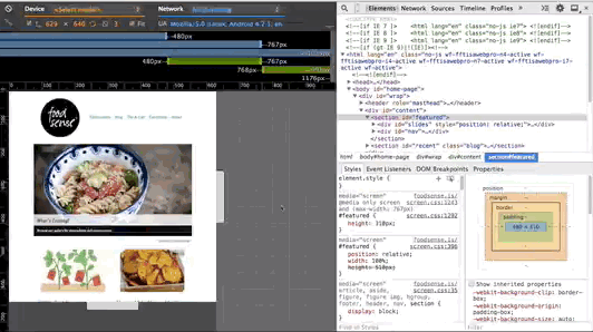 Capture d&#39;écran de la fonctionnalité Mode Appareil dans les outils pour les développeurs Chrome.