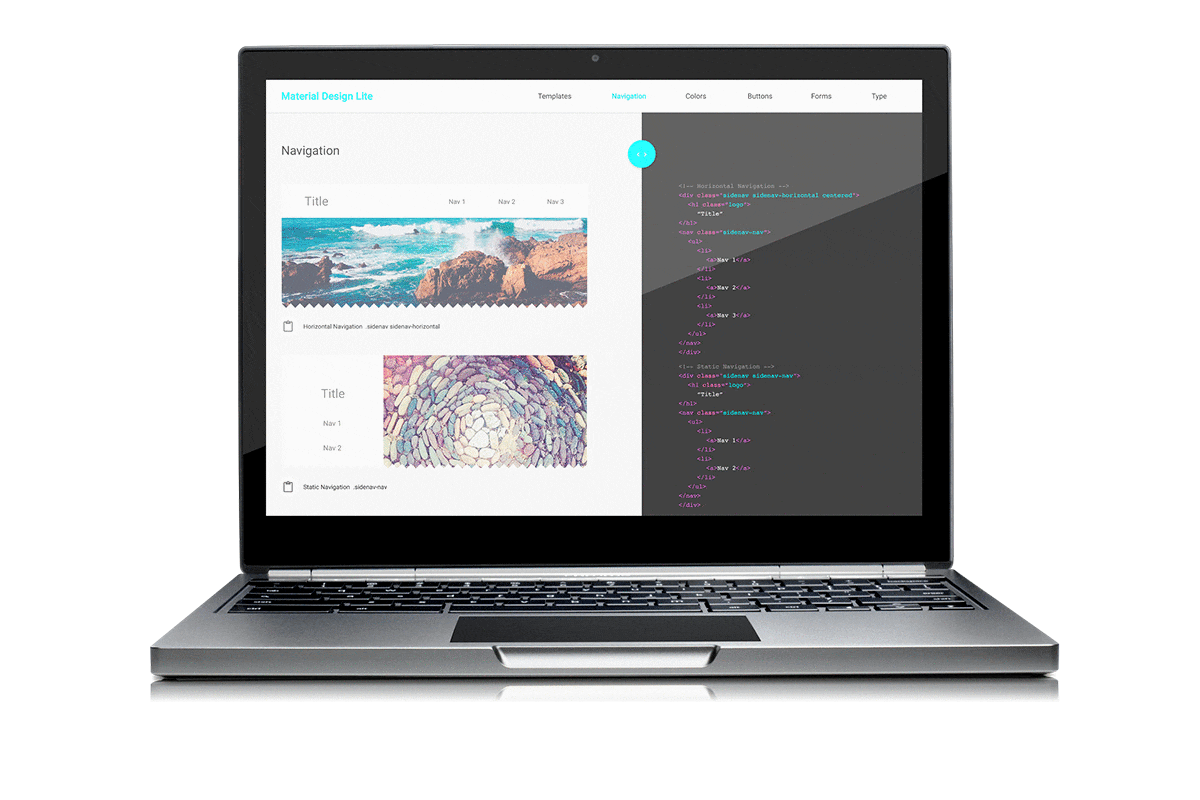 Web starter kit's material design styleguide mock.