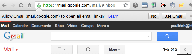 لقطة الشاشة المنبثقة لاستخدام Gmail