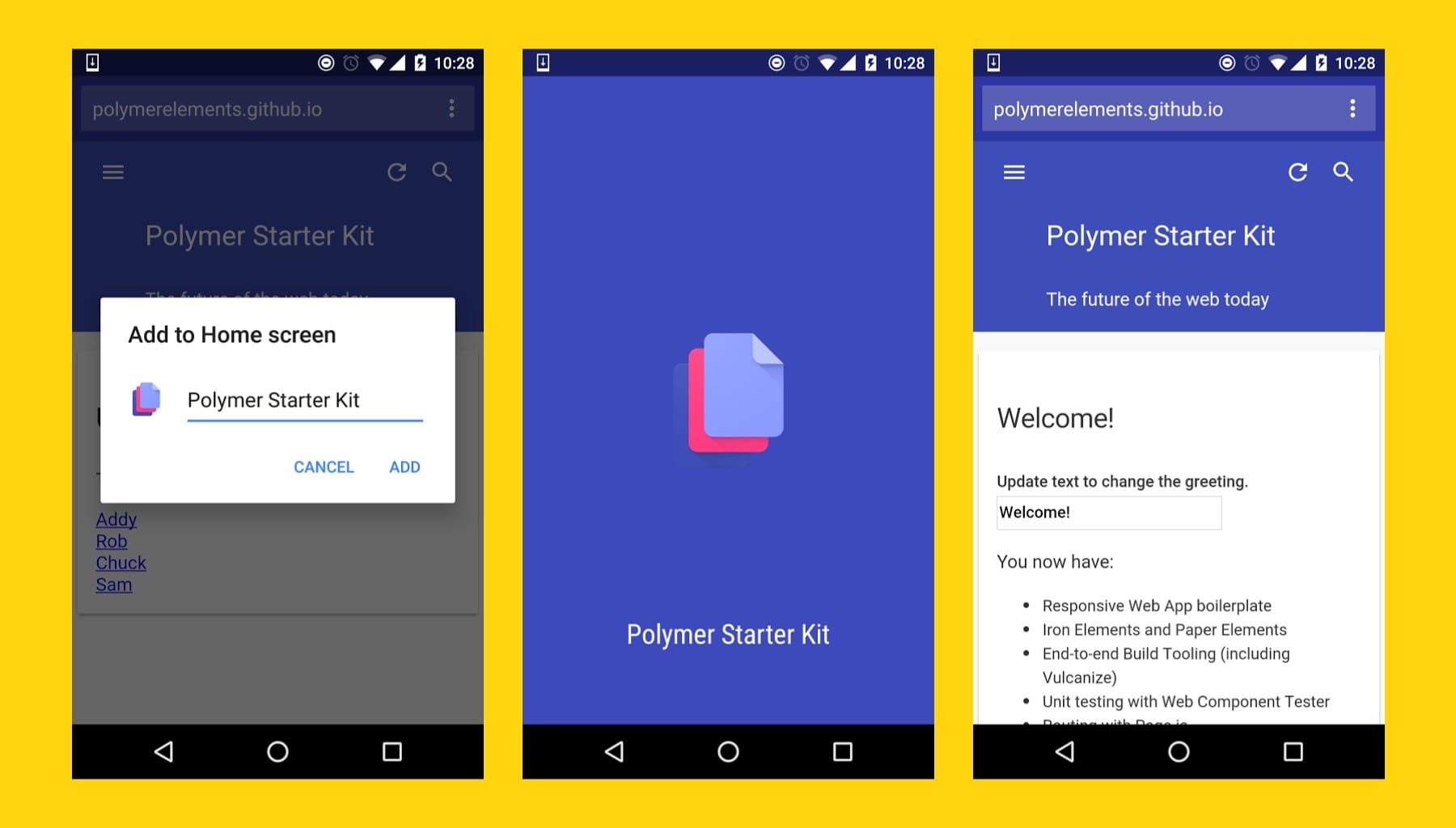 프로그레시브 웹 앱 기능이 내장된 Polymer 스타터 키트