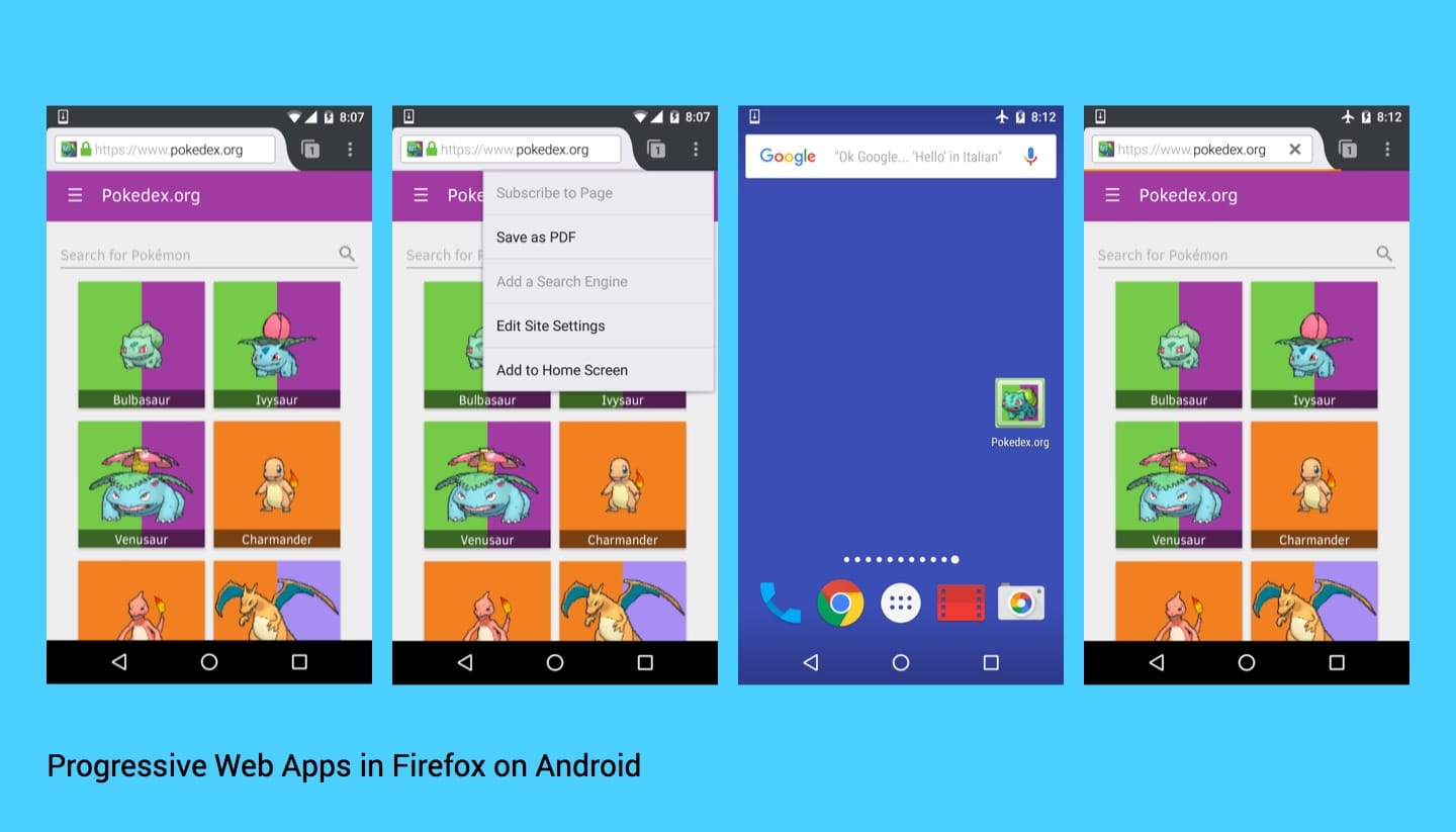 Progressive Web App ทำงานใน Firefox สำหรับ Android