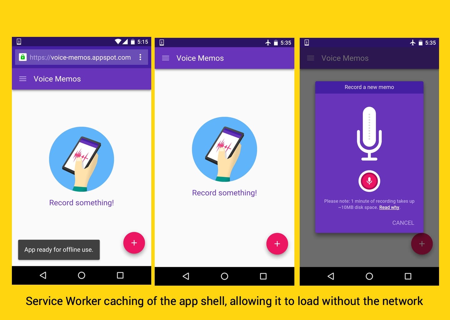 Service Worker-Caching der Anwendungs-Shell, damit sie ohne Netzwerk geladen werden kann