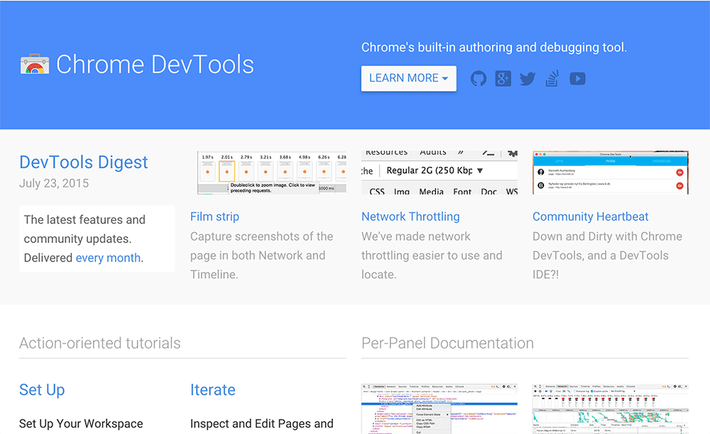 Nouvelle page d&#39;accueil des outils