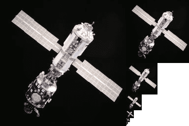 Example mipmap image storage: the principal image on the left is accompanied by filtered copies of reduced size.