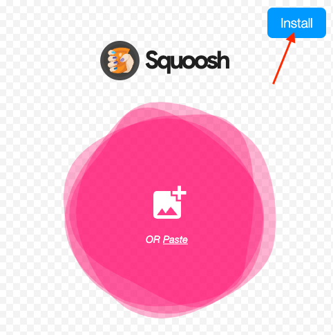 App Squoosh e o botão de instalação.