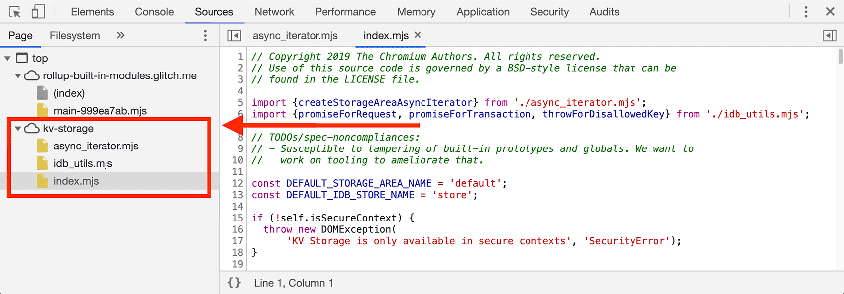 Chrome DevTools 中的 KV 存储模块源代码