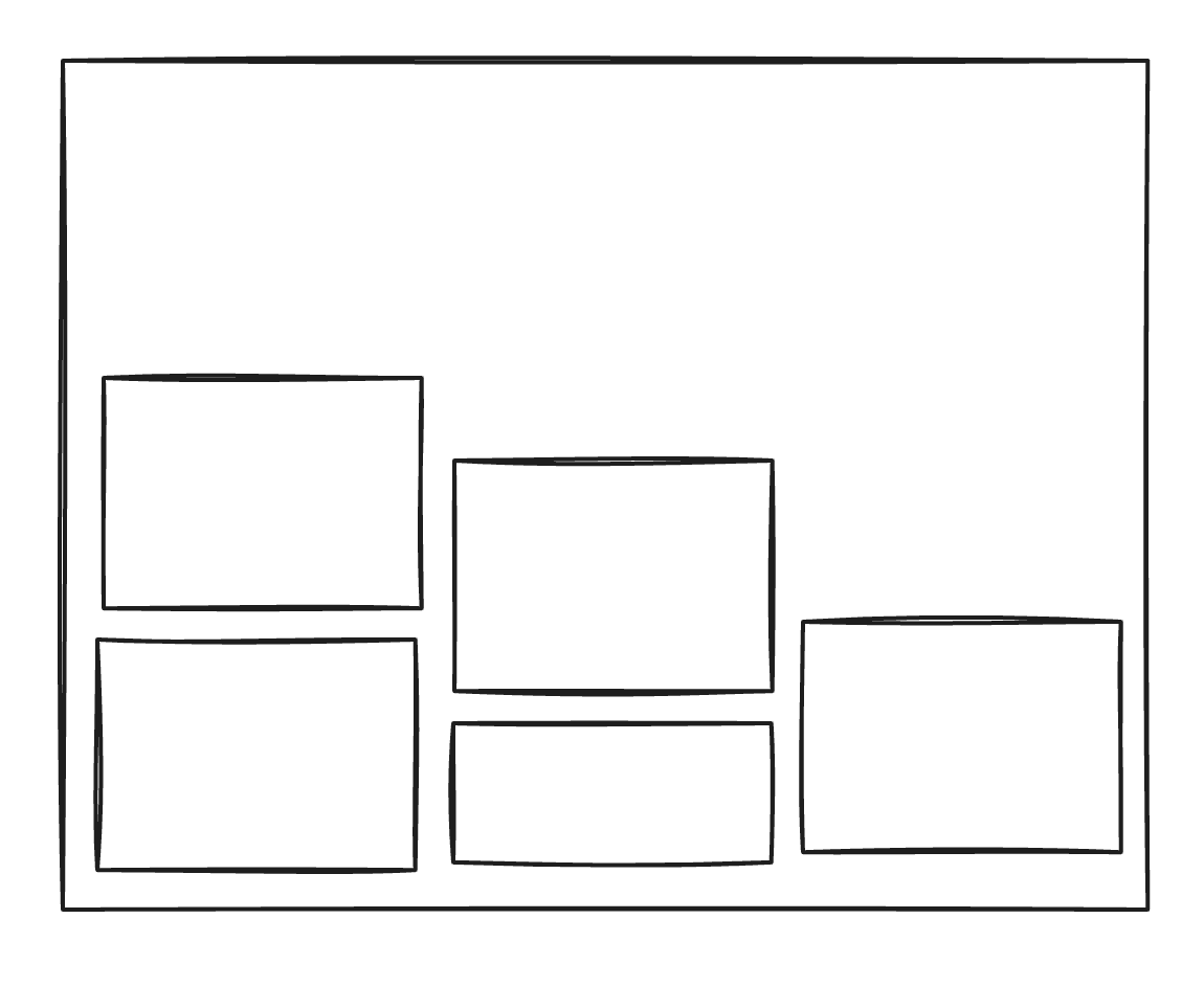 Un layout con colonne, in cui gli elementi che le riempiono si inseriscono dalla parte inferiore del layout.