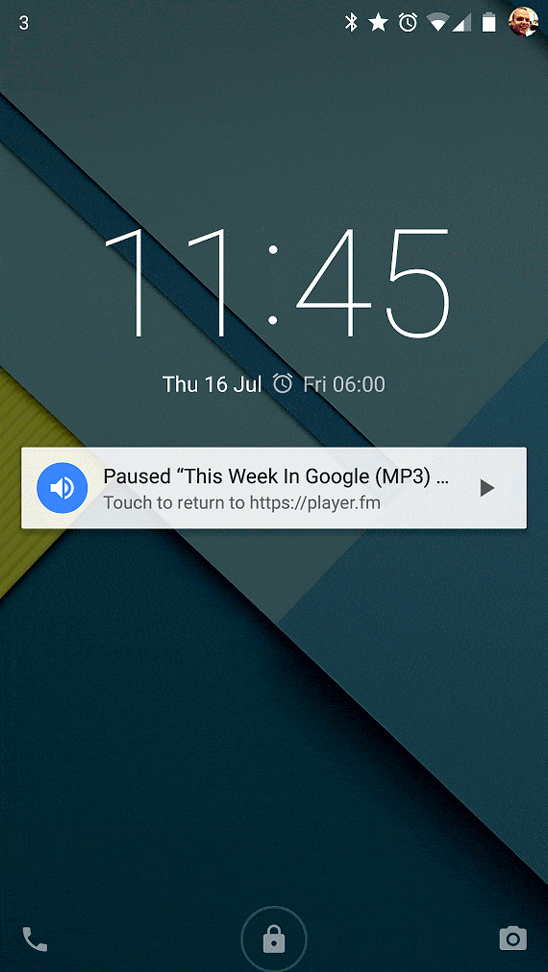 Android kilit ekranında bildirim gösteriliyor