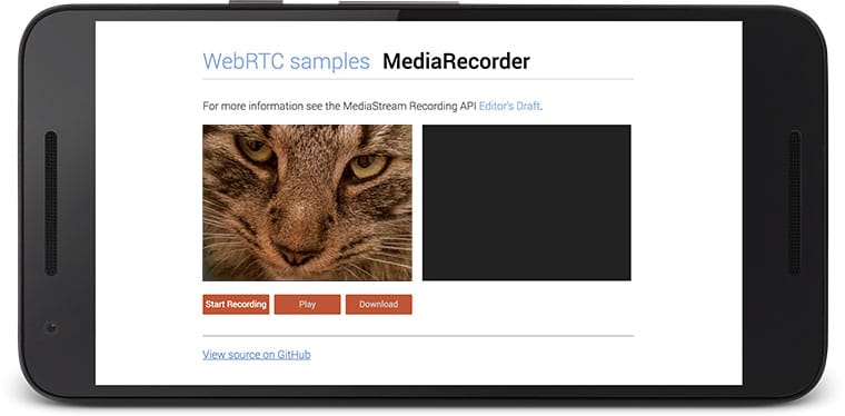 ภาพหน้าจอของการแสดงตัวอย่าง mediaRecorder ใน Android Nexus 5X
