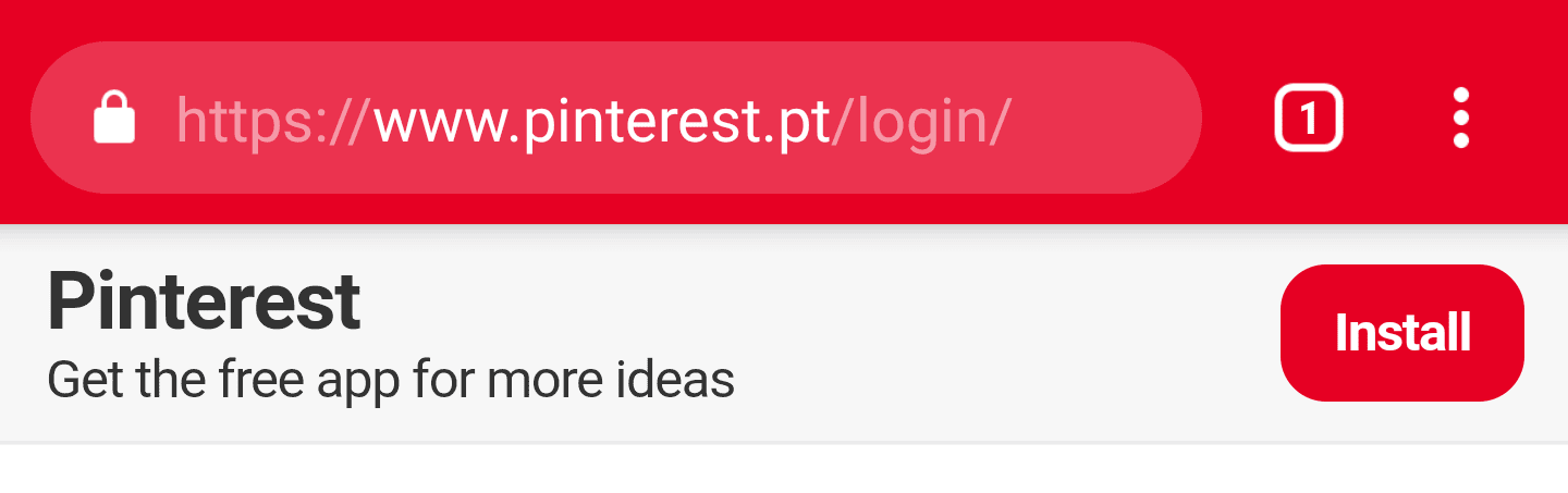 مثال على استخدام Pinterest لإعلان بانر للتثبيت للترويج لإمكانية تثبيت
    تطبيق الويب التقدمي