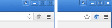 Tindakan halaman yang dinonaktifkan (kiri) dirender dengan gambar hitam putih di toolbar, sedangkan yang diaktifkan (kanan) akan muncul dengan warna penuh.