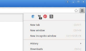 Ikon ekstensi tersembunyi akan muncul di menu Chrome.