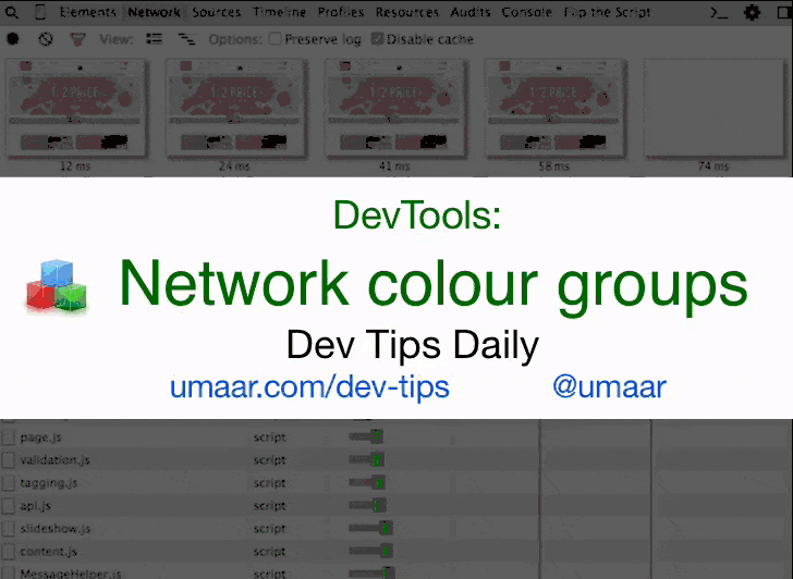 Usa grupos de colores de Network para identificar fácilmente un tipo de recurso