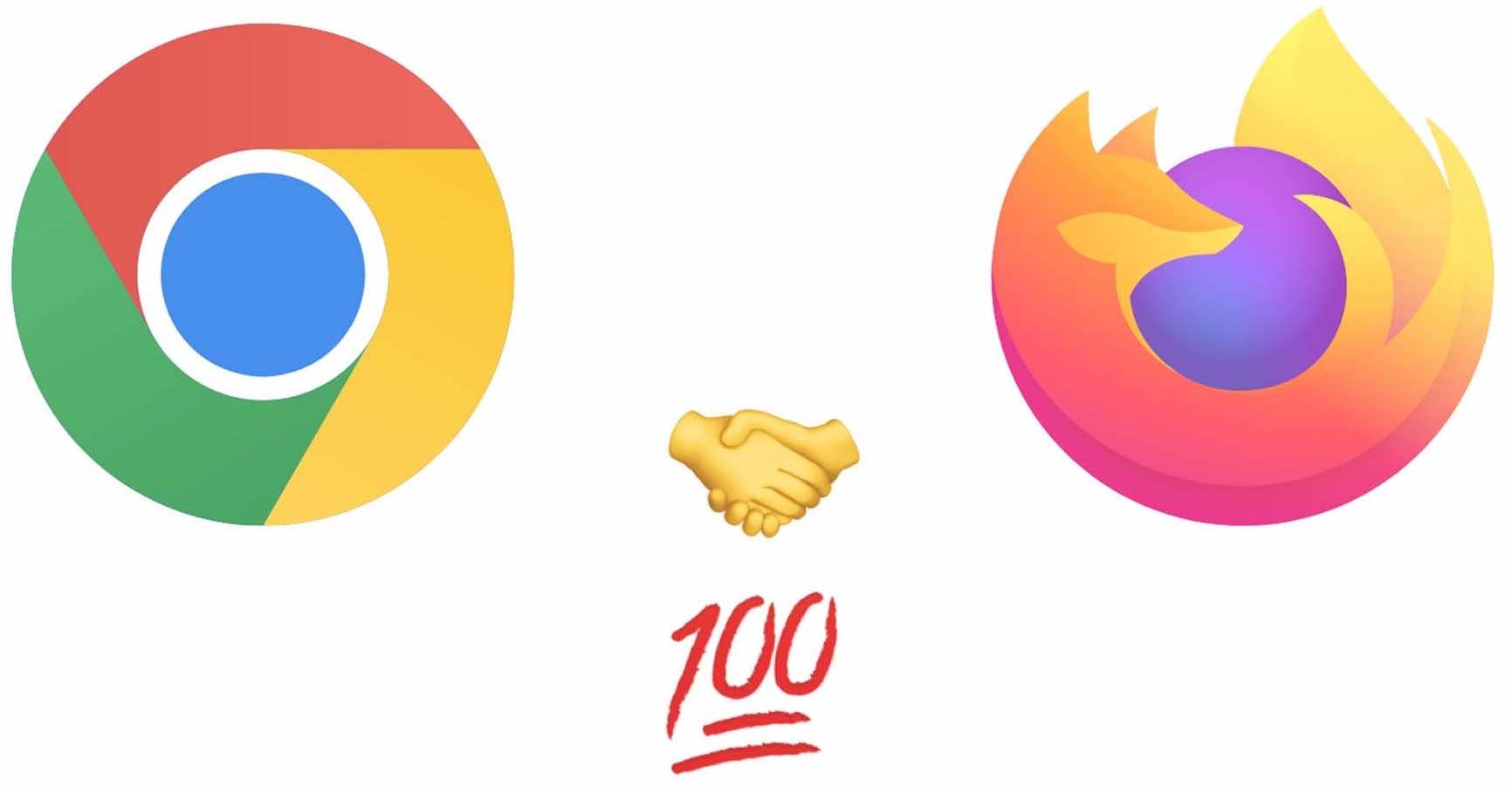 Chrome と Firefox のロゴ