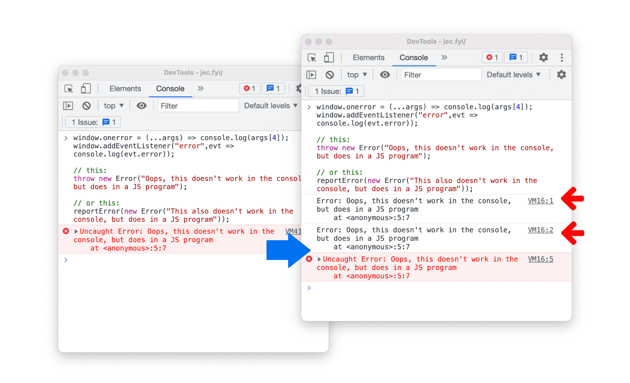 Umgang mit Fehlern bei der Scriptausführung in der Console