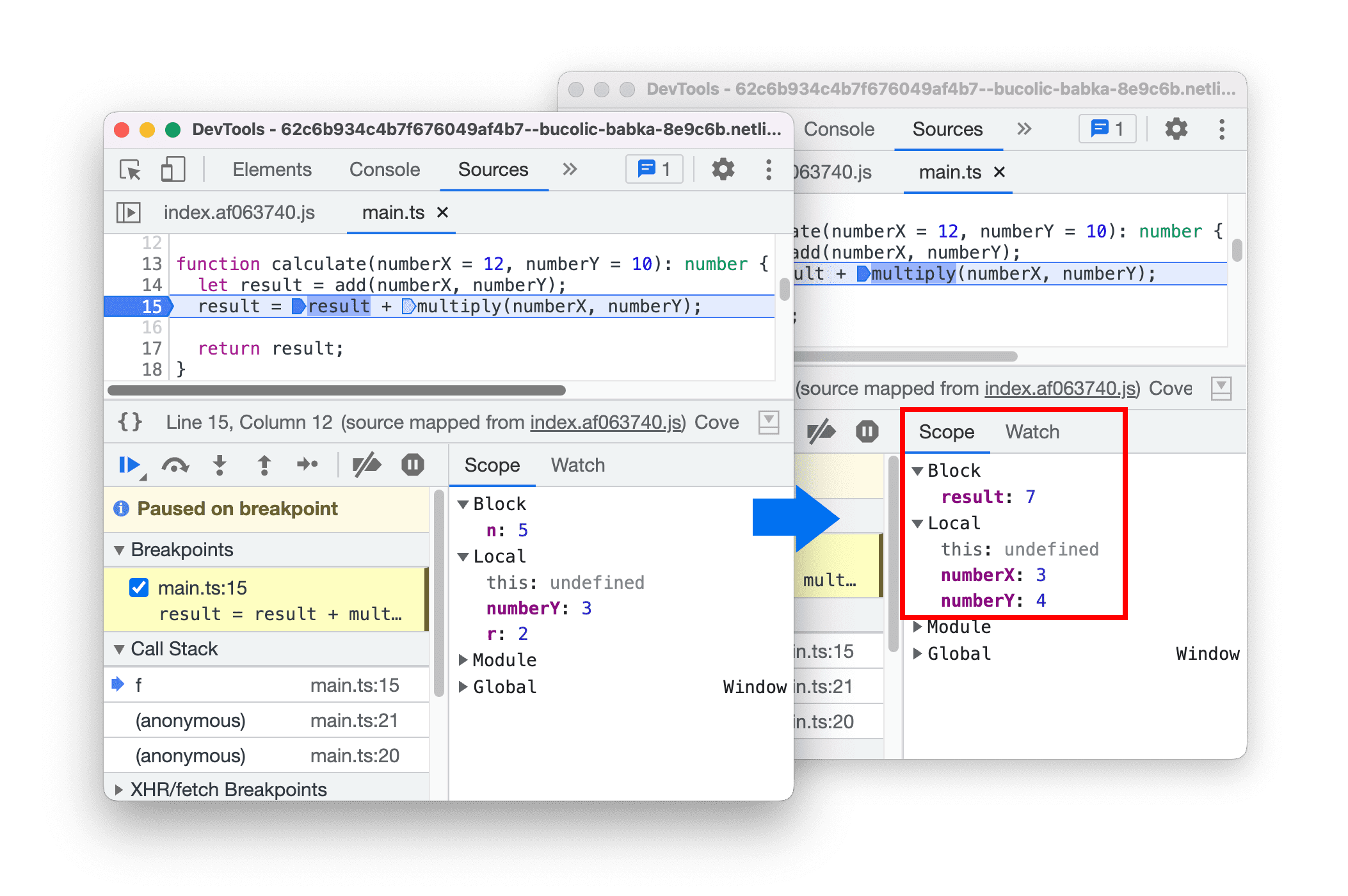 ブロック スコープ変数を解決する