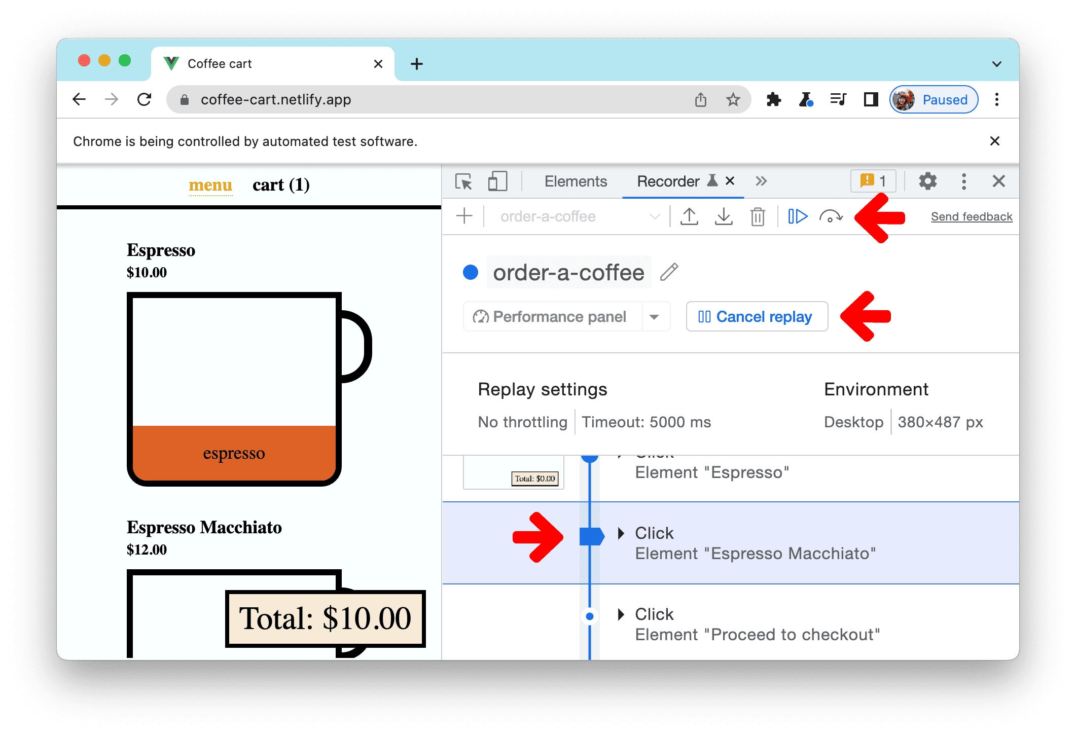 Rediffusion étape par étape dans l&#39;Enregistreur