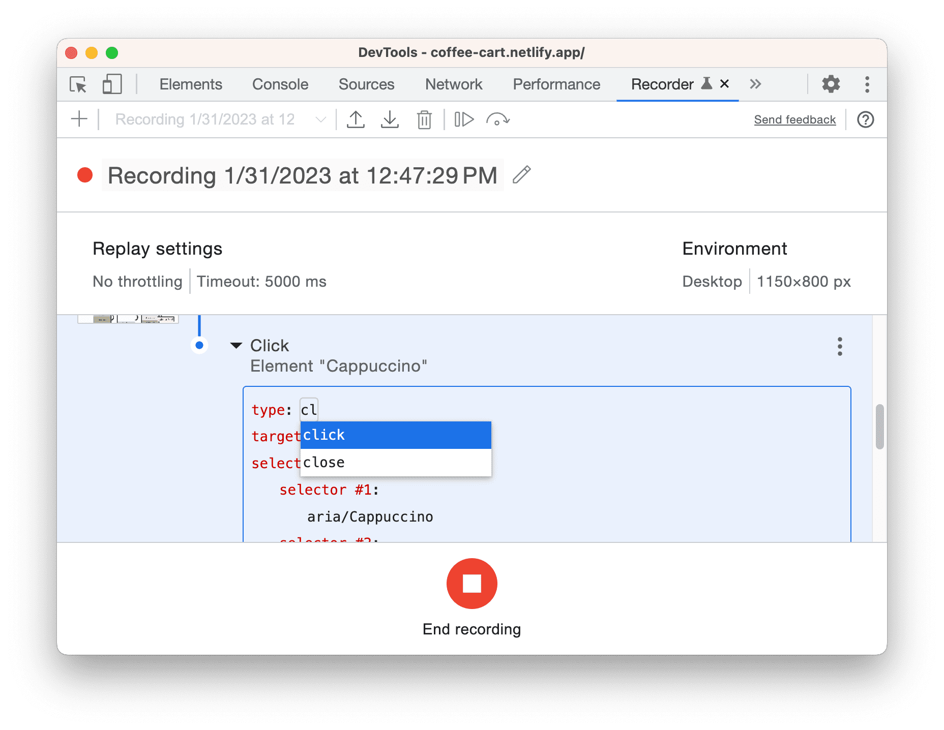 Bearbeiten während der Aufzeichnung des User Flows