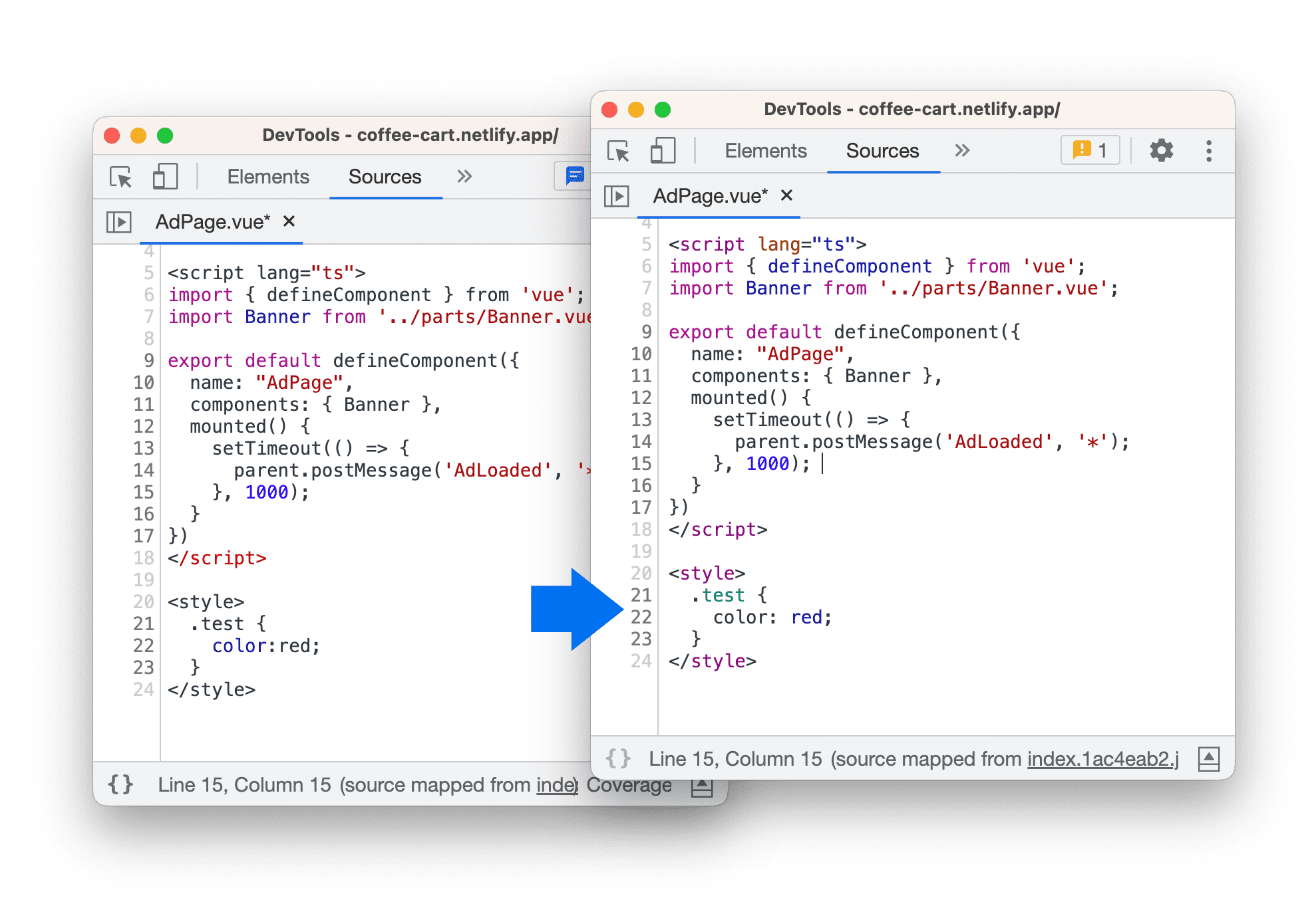 Syntaxhervorhebung in Vue.