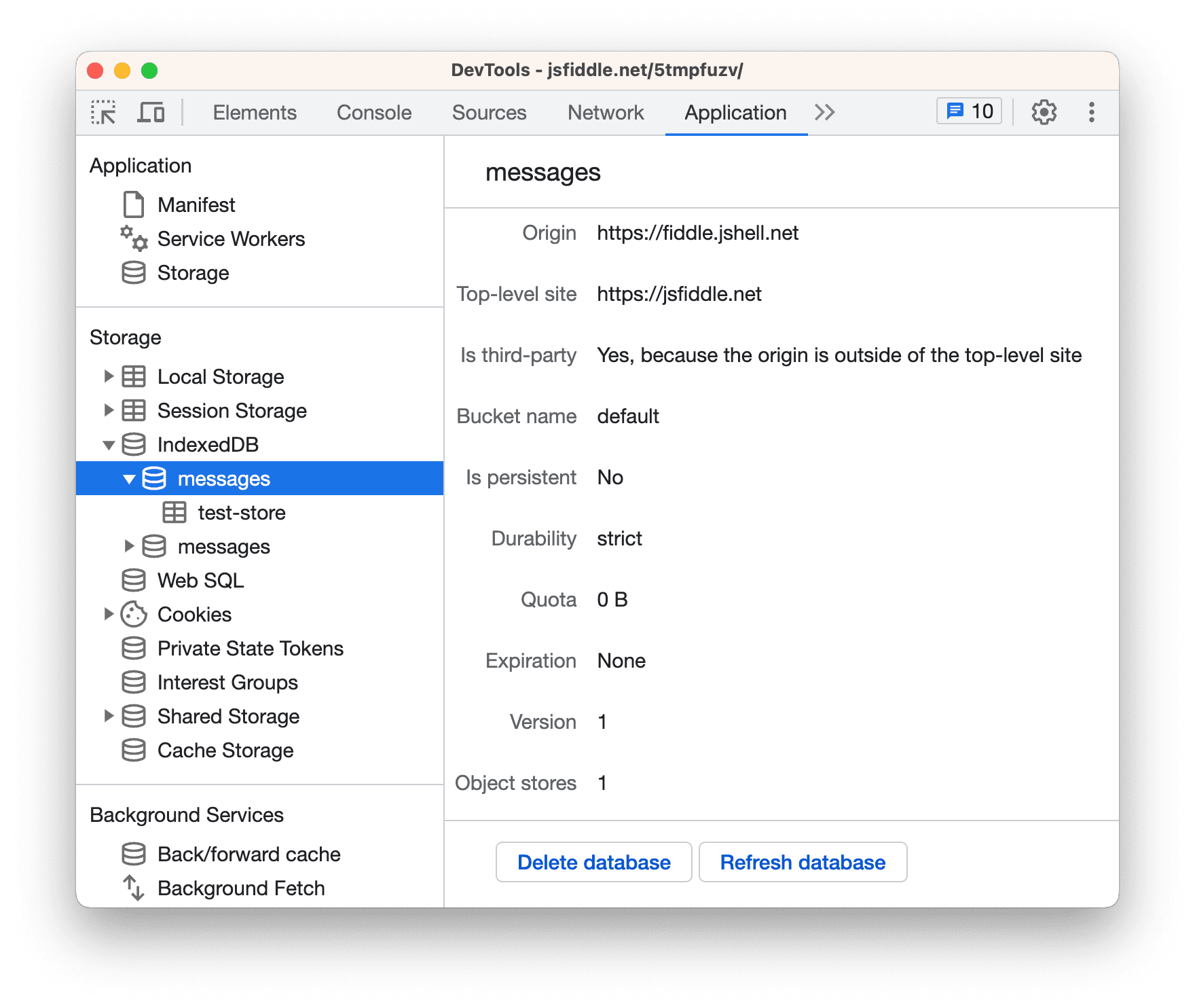 Viewing the metadata of a bucket.