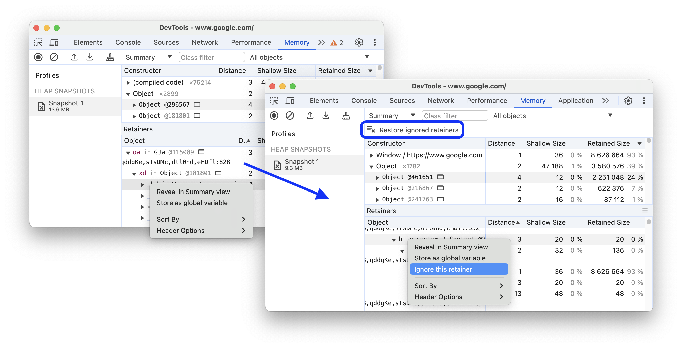 Prima e dopo l&#39;aggiunta di un&#39;opzione per ignorare gli assistente in sito.