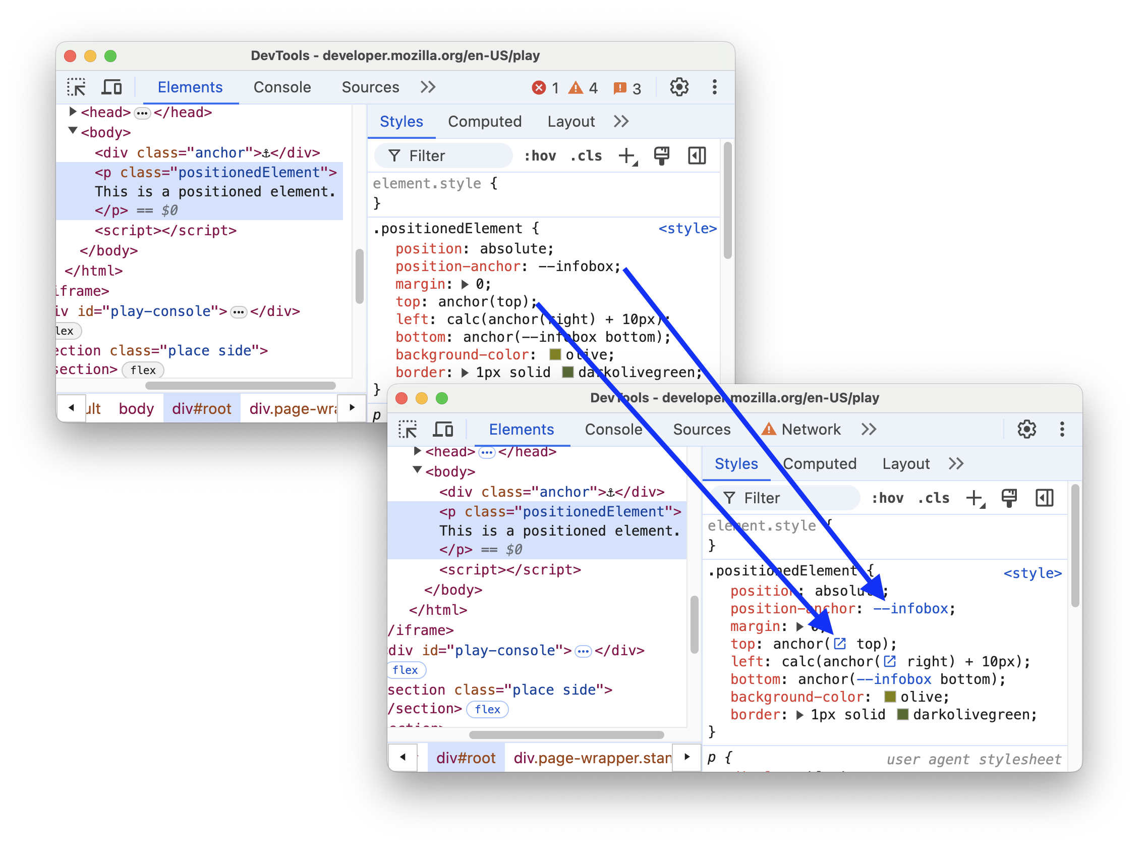 The before and after linking explicit and implicit anchors.