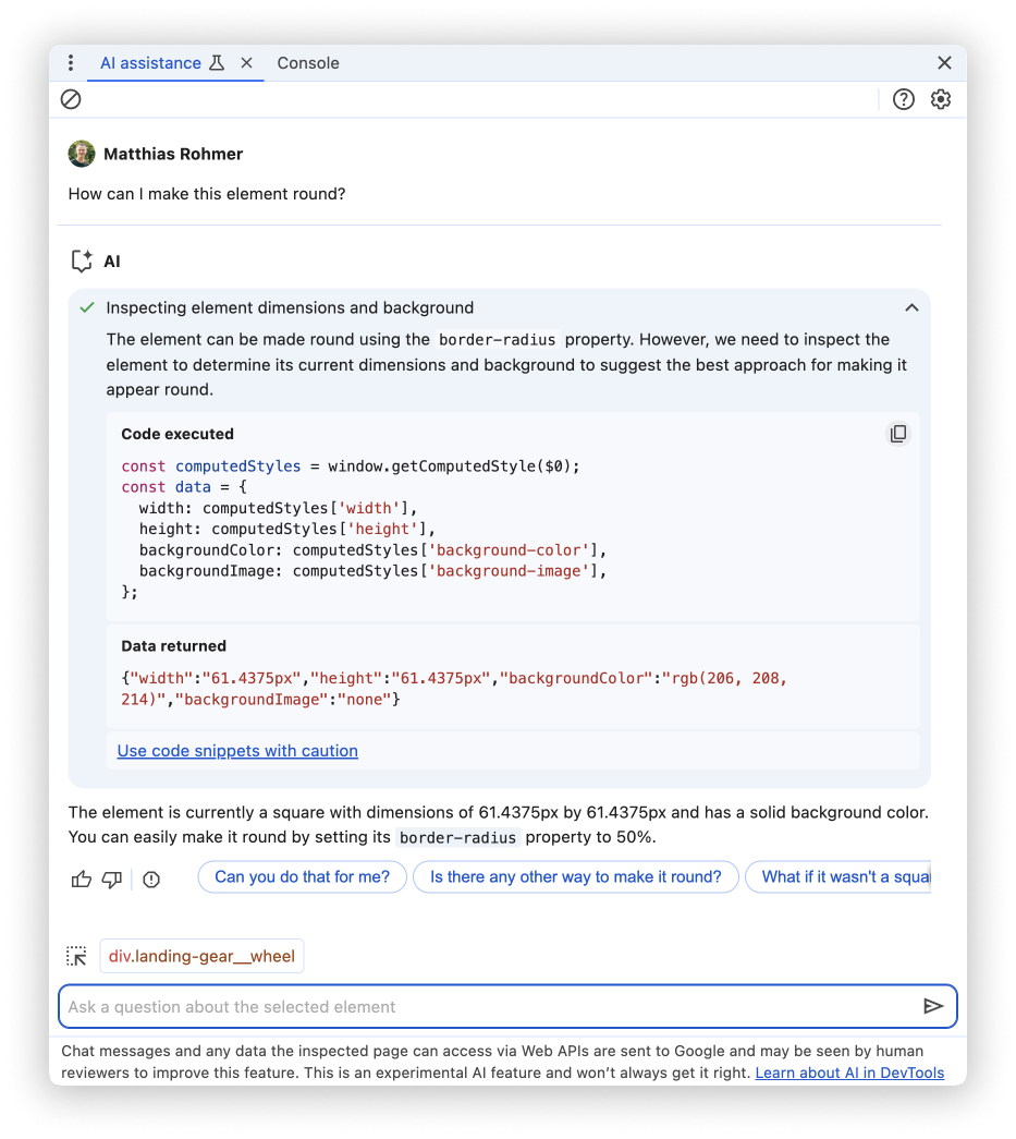 แผงความช่วยเหลือจาก AI ใหม่ที่ตอบพรอมต์