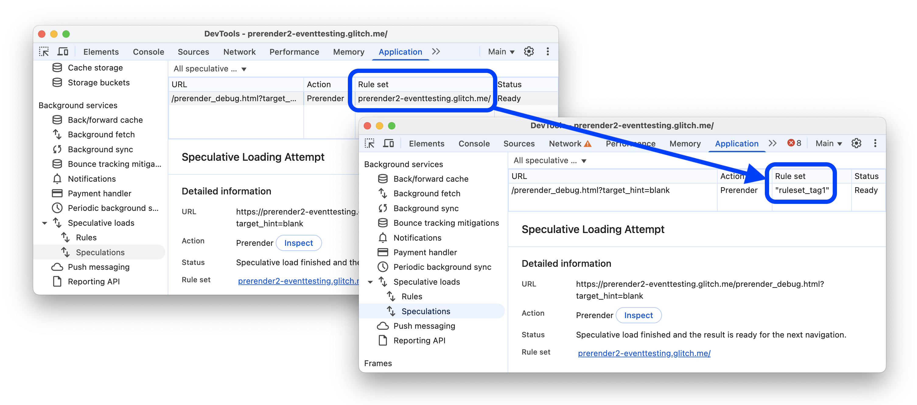 替换规则集网址之前和之后。