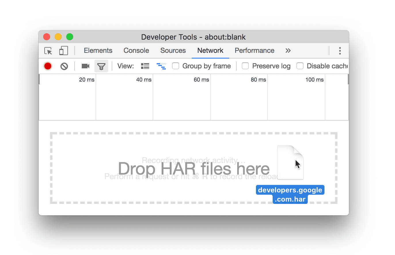 Mengimpor file HAR