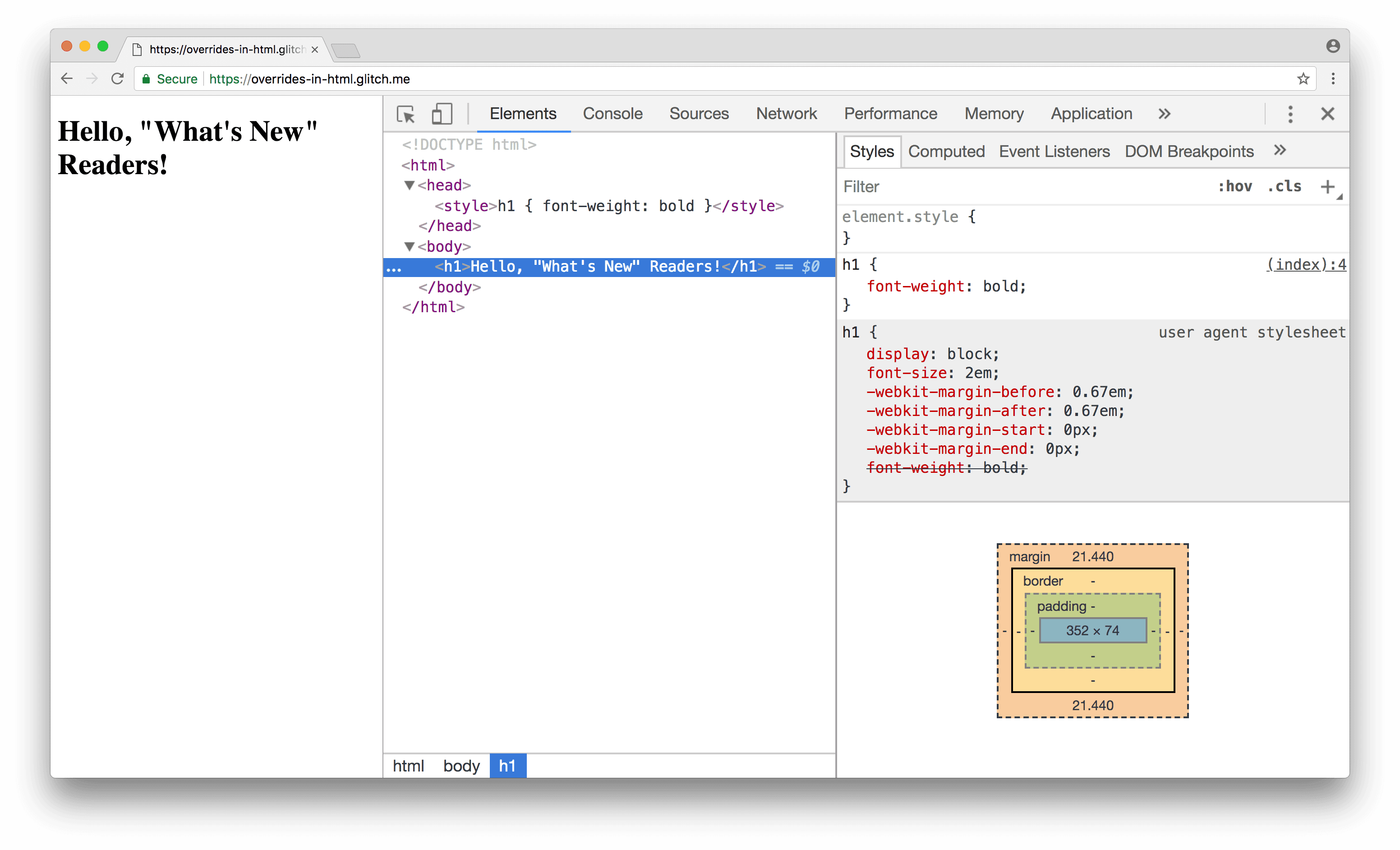 مثالی از سبکهای تعریفشده در HTML