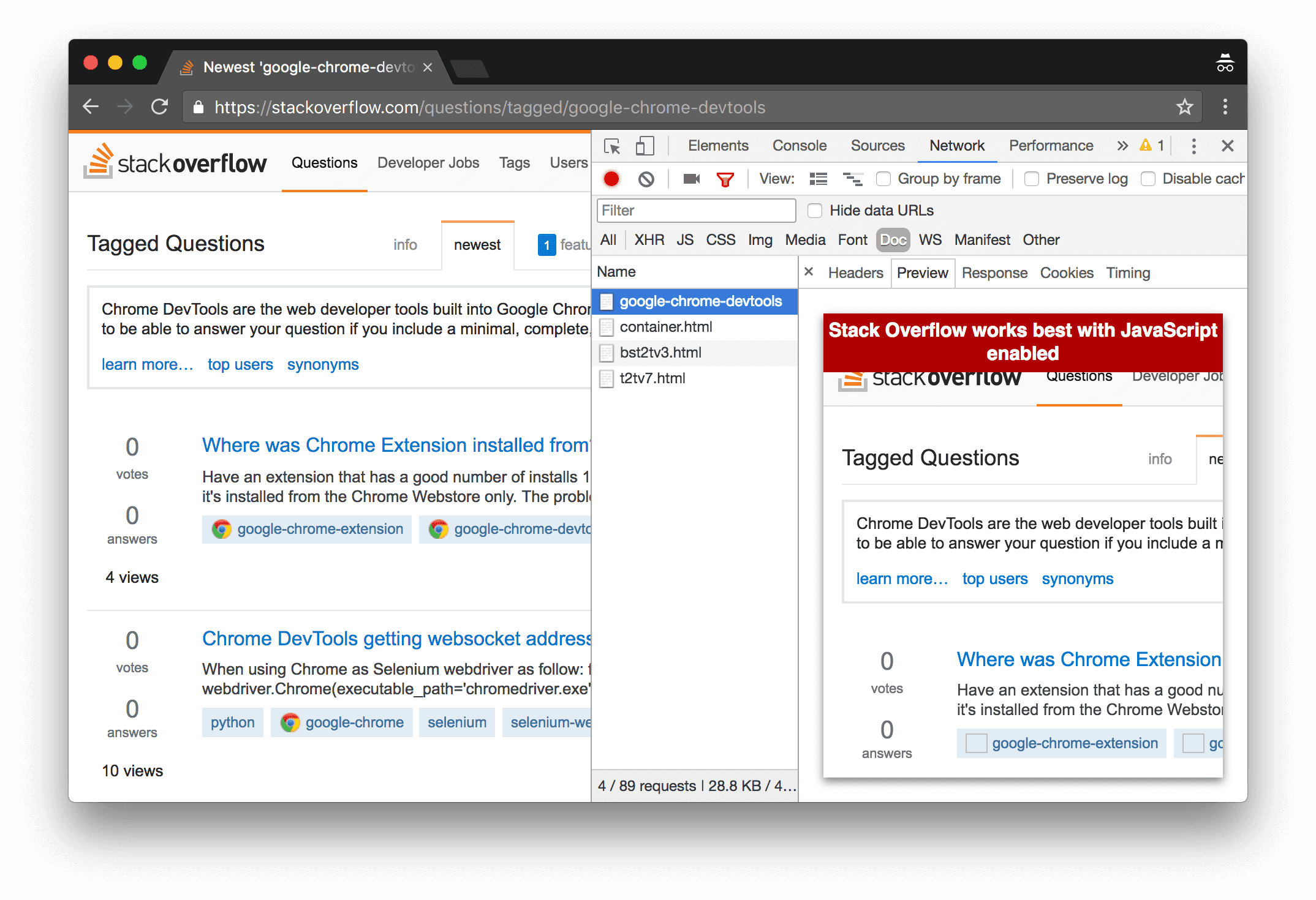 การแสดงตัวอย่าง HTML ในแท็บแสดงตัวอย่าง